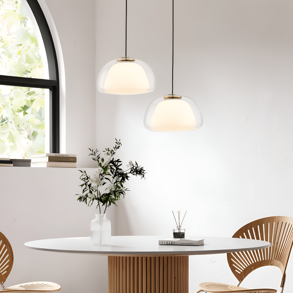 LustreJell - Modern Kräm Glas Pendellampa - Transparent Jelly LED Hänglampa