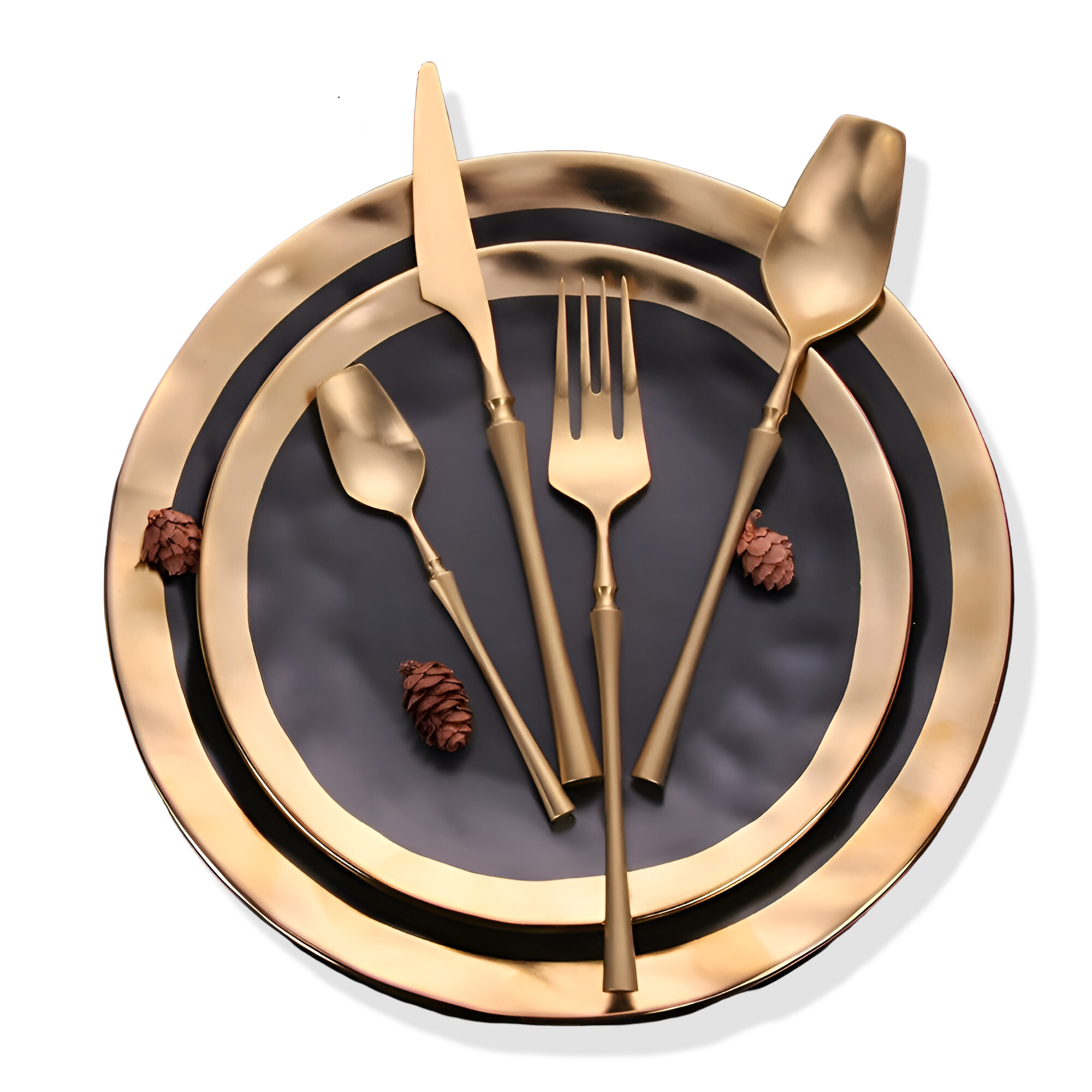 Venetian LuxeFeast - Bestickset - Svart Bestickset - 4/16-Delars Bestickset - Gyllene Bestick