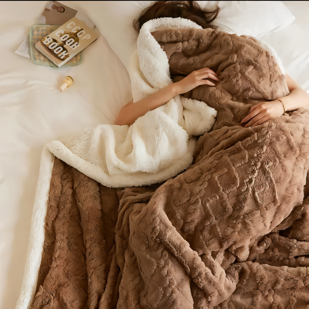 LuxiFaux Ullpläd - Dubbelsidig Plüsch Fleece Överdrag