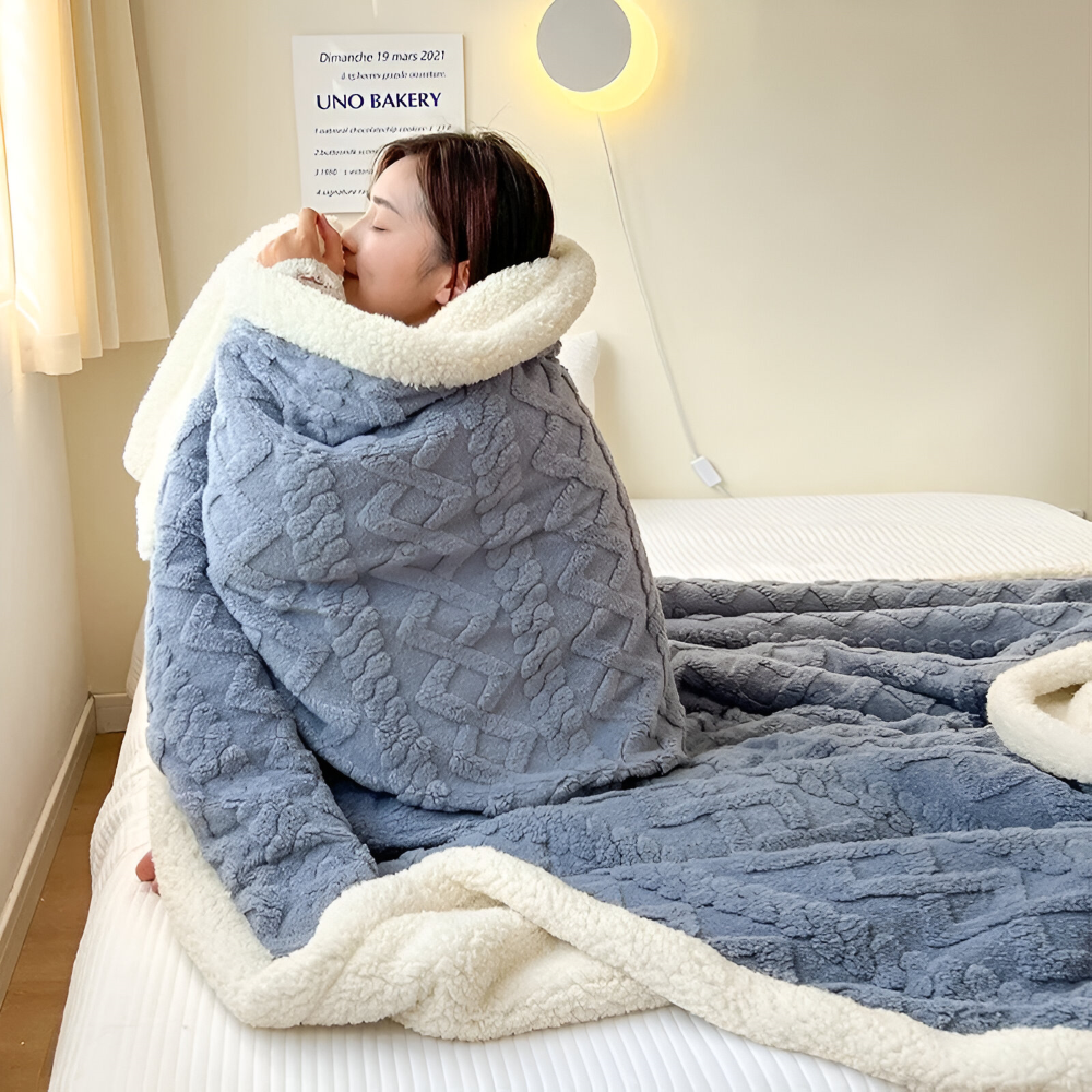 LuxiFaux Ullpläd - Dubbelsidig Plüsch Fleece Överdrag