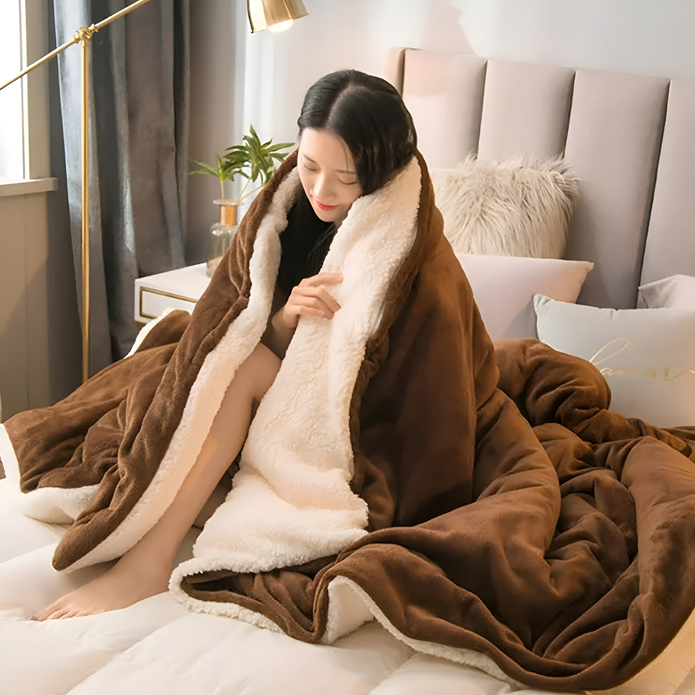 LuxiLayer Plaid - Dubbelsidig fleece och flanell täcke med dragkedja