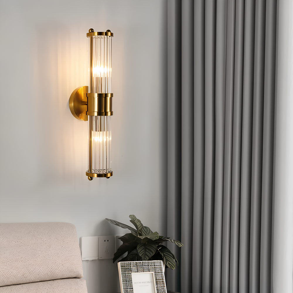 Lyxig Guldkristall Vägglampa - Modern Ribbade Vägglampa - E14 Vägglampor LED
