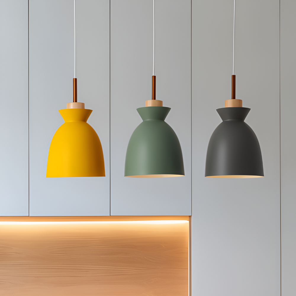 Macaron Hue Pendellampa - Färgglad Flanell & Kuppeldesign Hänglampa i Macaron-färger
