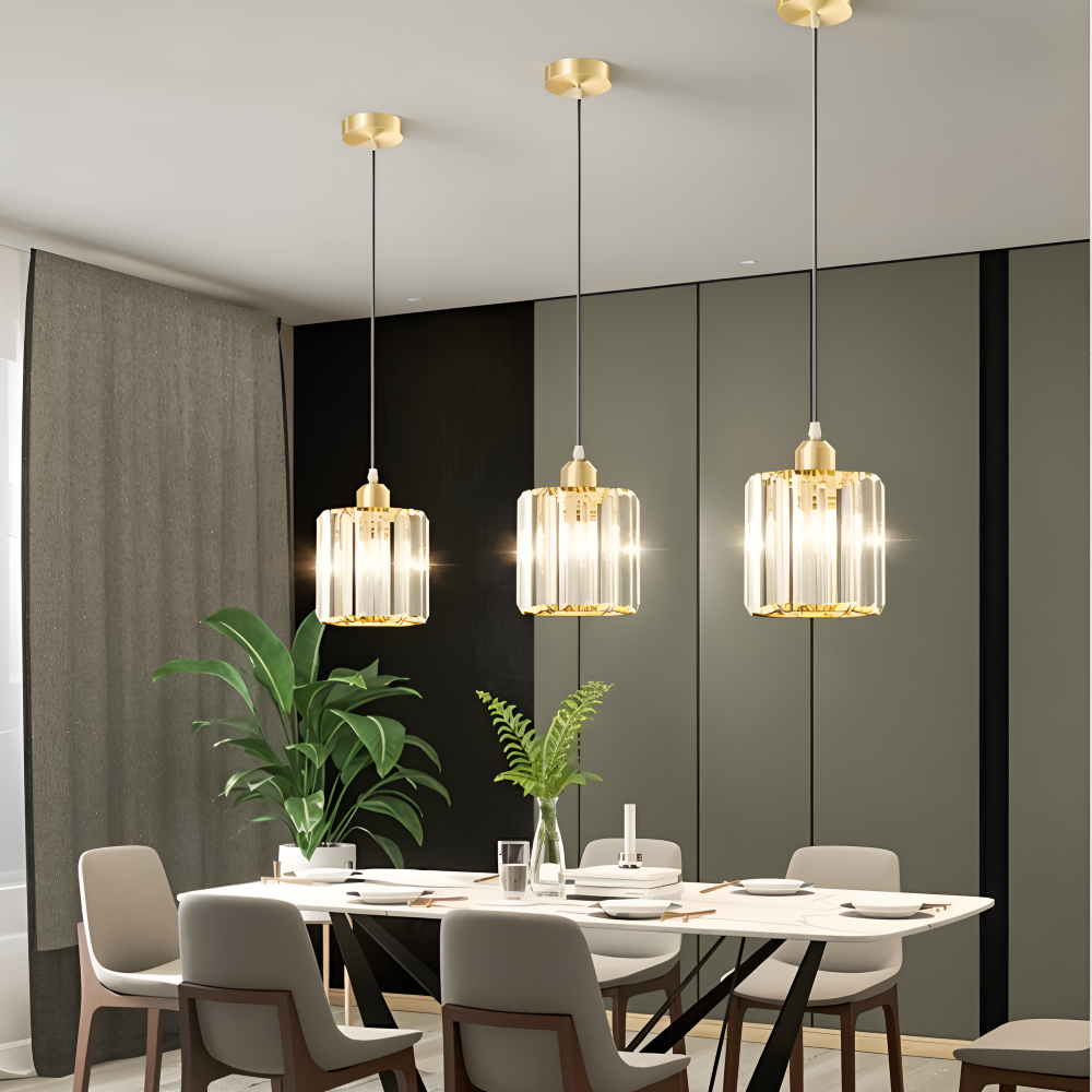 MagesticSpark Pendellampa - Svart Guld Pendellampa Fyrkantig - Kristall Hängande Dekorationer Lampa