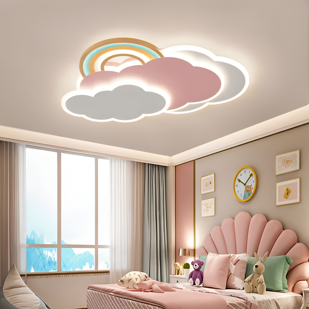 MagicPink Taklampa - Färgglad Moln och Regnbåge LED Taklampa för Barnrum