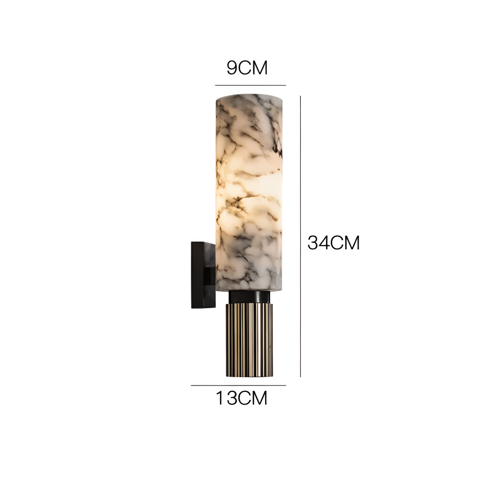 Marmor Vägglampa - Cylindrisk Vägglampa - Naturmarmor Vägglampor LED