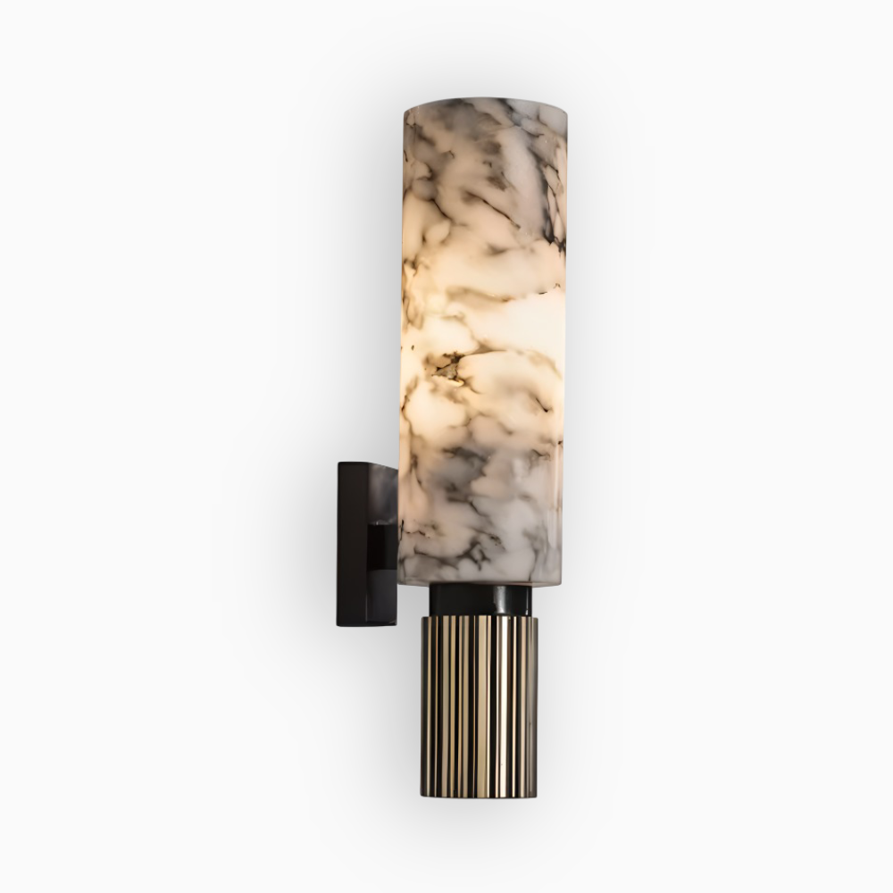 Marmor Vägglampa - Cylindrisk Vägglampa - Naturmarmor Vägglampor LED