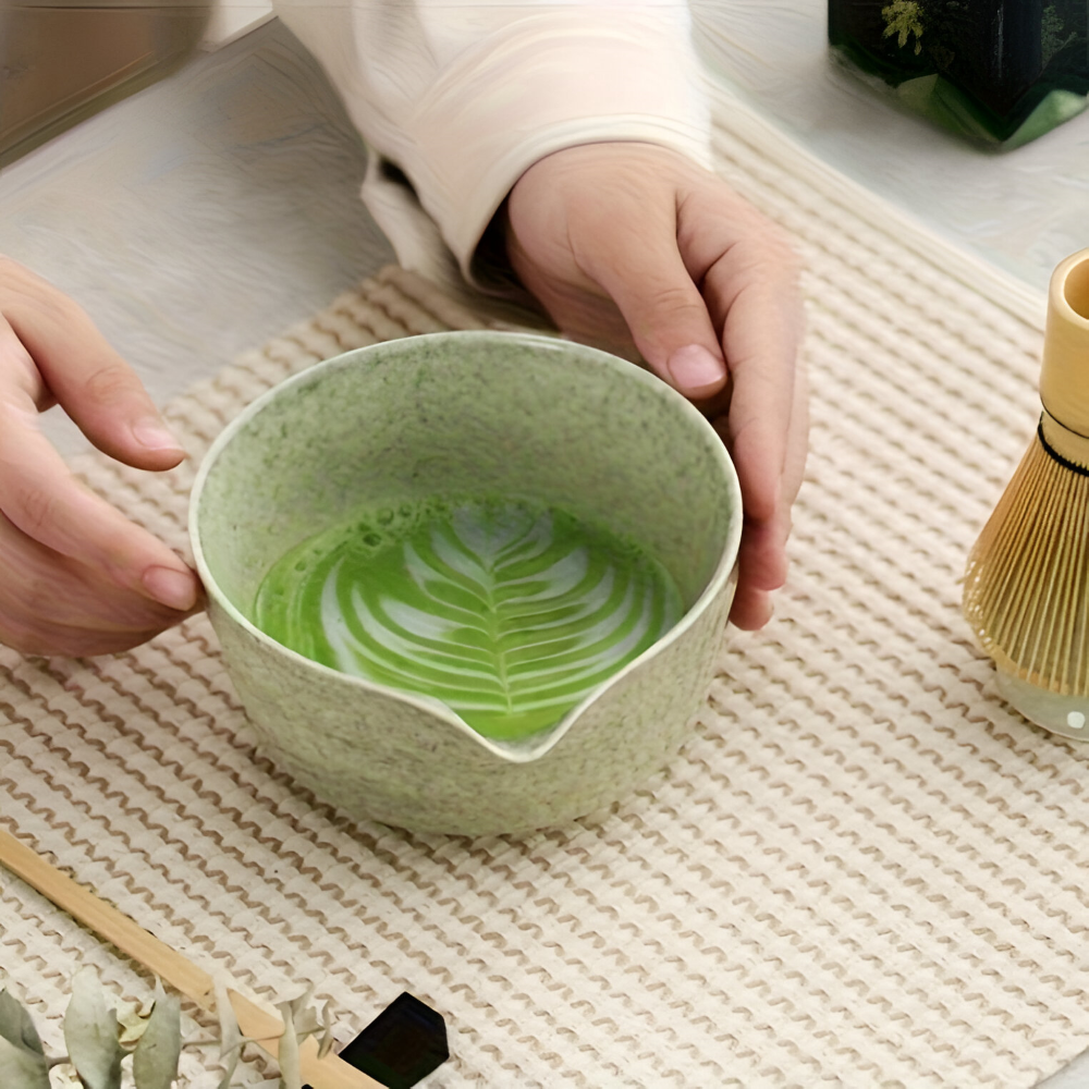 4/5/6-delars Matcha Set – Keramik & Bambus Te-Zubehör inklusive Visp & Hållare