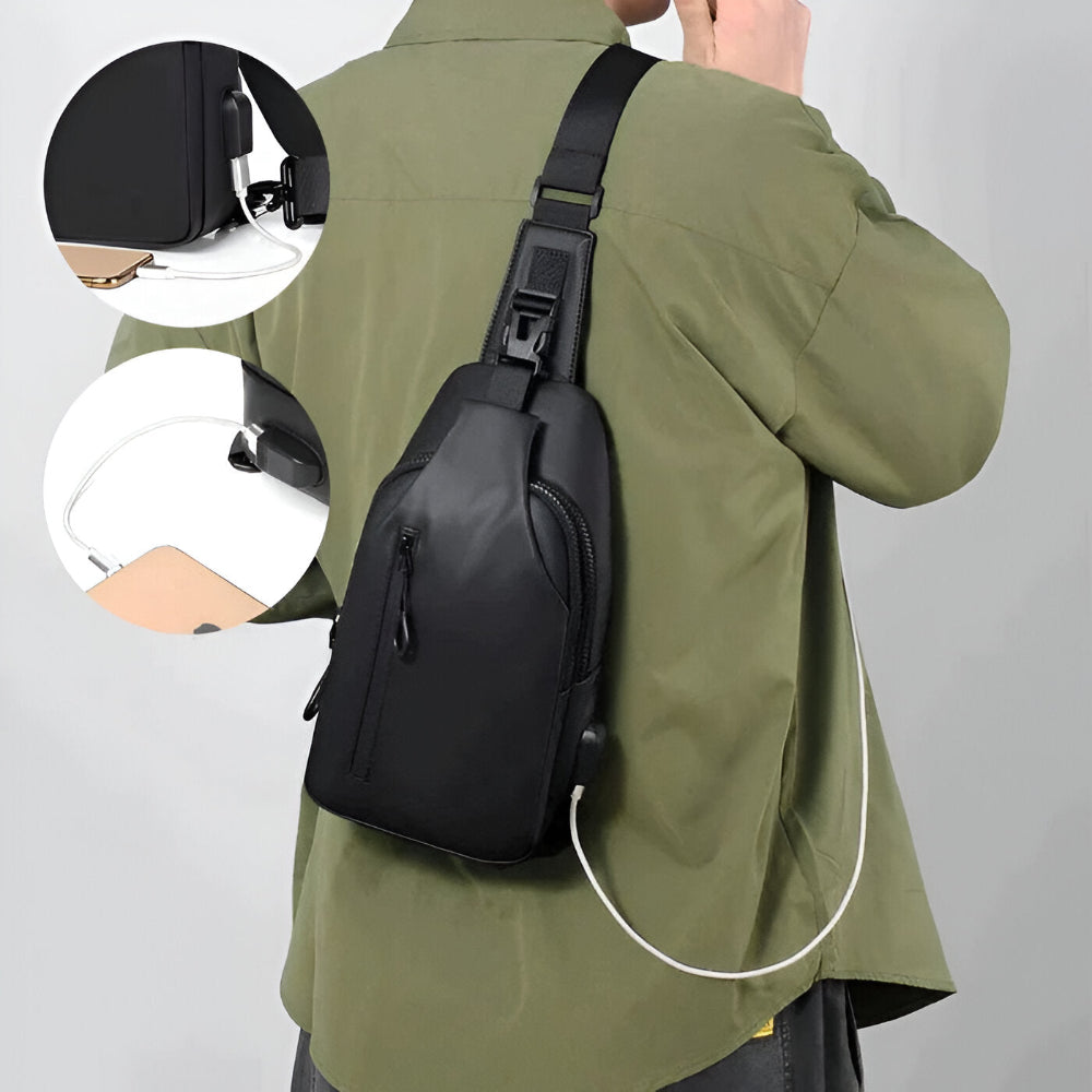 MetroFlex Crossbody Bag - Justerbar Cross Body Bag för Män - Moderiktig Crossbody Bag Svart