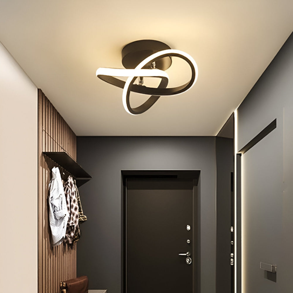 LED Taklampa – Modern Abstrakt Design, Dimbar, Energisnål, Svart/Vit, Ø24 cm