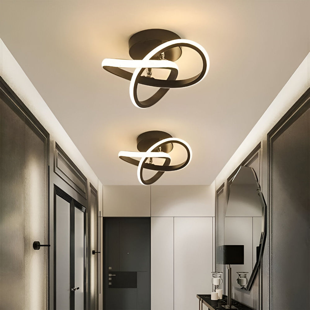 LED Taklampa – Modern Abstrakt Design, Dimbar, Energisnål, Svart/Vit, Ø24 cm