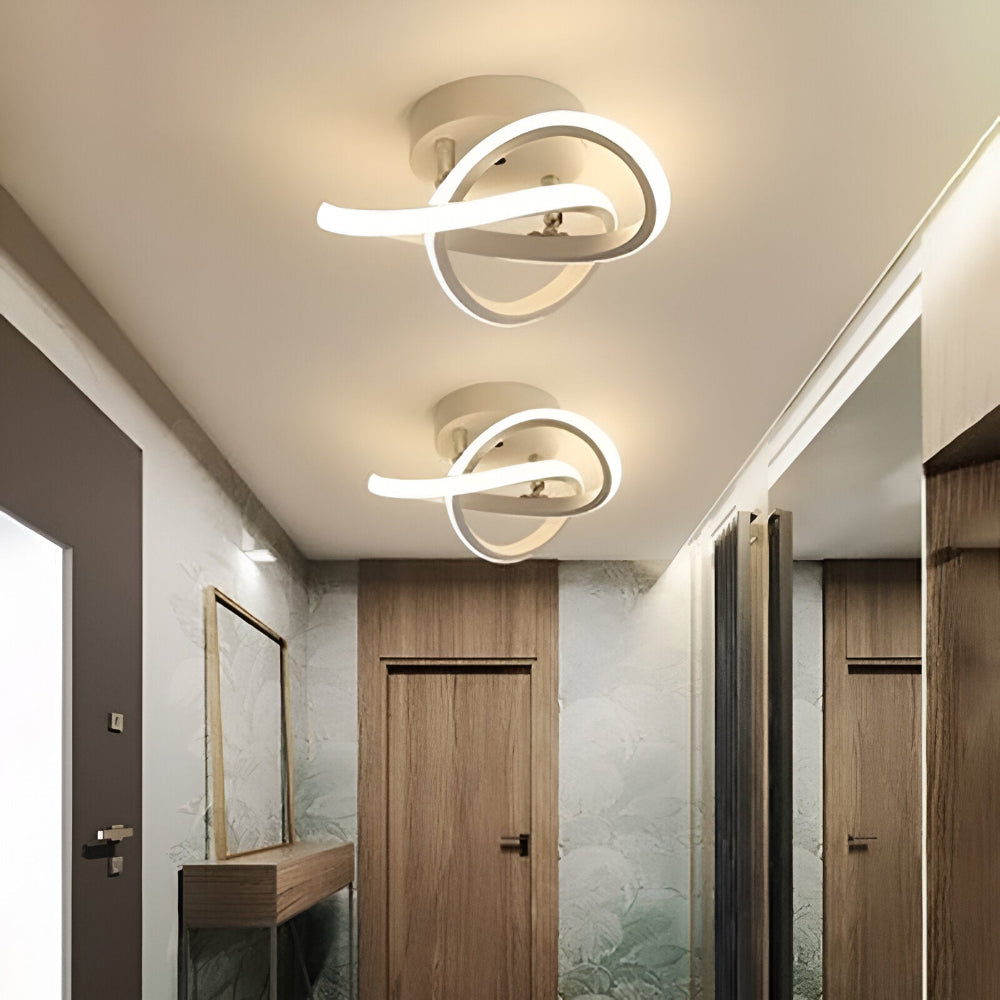 LED Taklampa – Modern Abstrakt Design, Dimbar, Energisnål, Svart/Vit, Ø24 cm