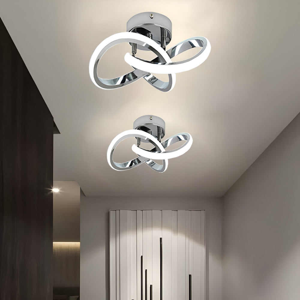 LED Taklampa – Modern Abstrakt Design, Dimbar, Energisnål, Svart/Vit, Ø24 cm
