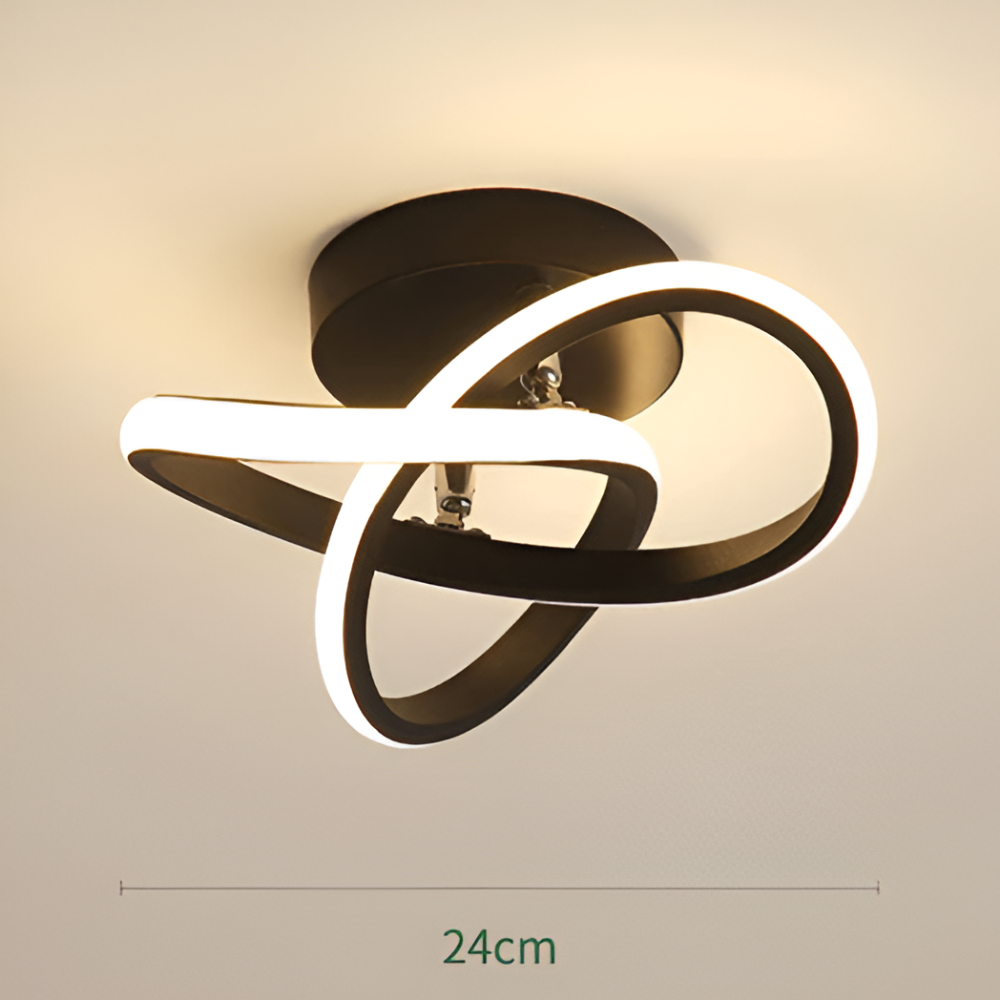 LED Taklampa – Modern Abstrakt Design, Dimbar, Energisnål, Svart/Vit, Ø24 cm