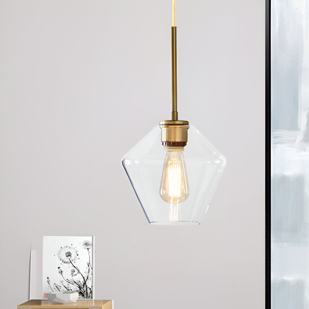 Modern Mässing Pendellampa med Glas Skärm - Taklampa för Stilfull Belysning i Bostadsutrymmen