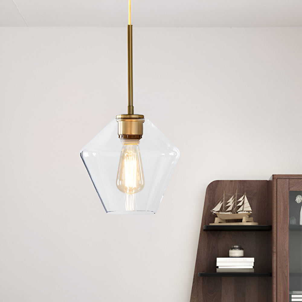 Modern Mässing Pendellampa med Glas Skärm - Taklampa för Stilfull Belysning i Bostadsutrymmen