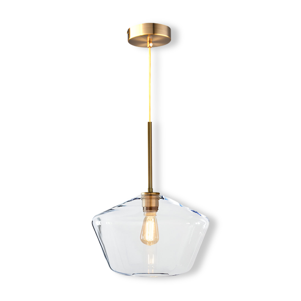 Modern Mässing Pendellampa med Glas Skärm - Taklampa för Stilfull Belysning i Bostadsutrymmen