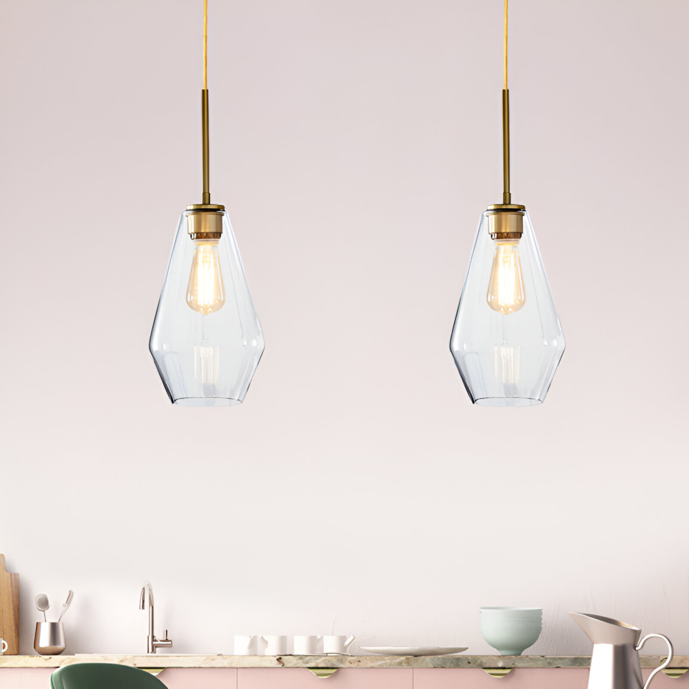 Modern Mässing Pendellampa med Glas Skärm - Taklampa för Stilfull Belysning i Bostadsutrymmen