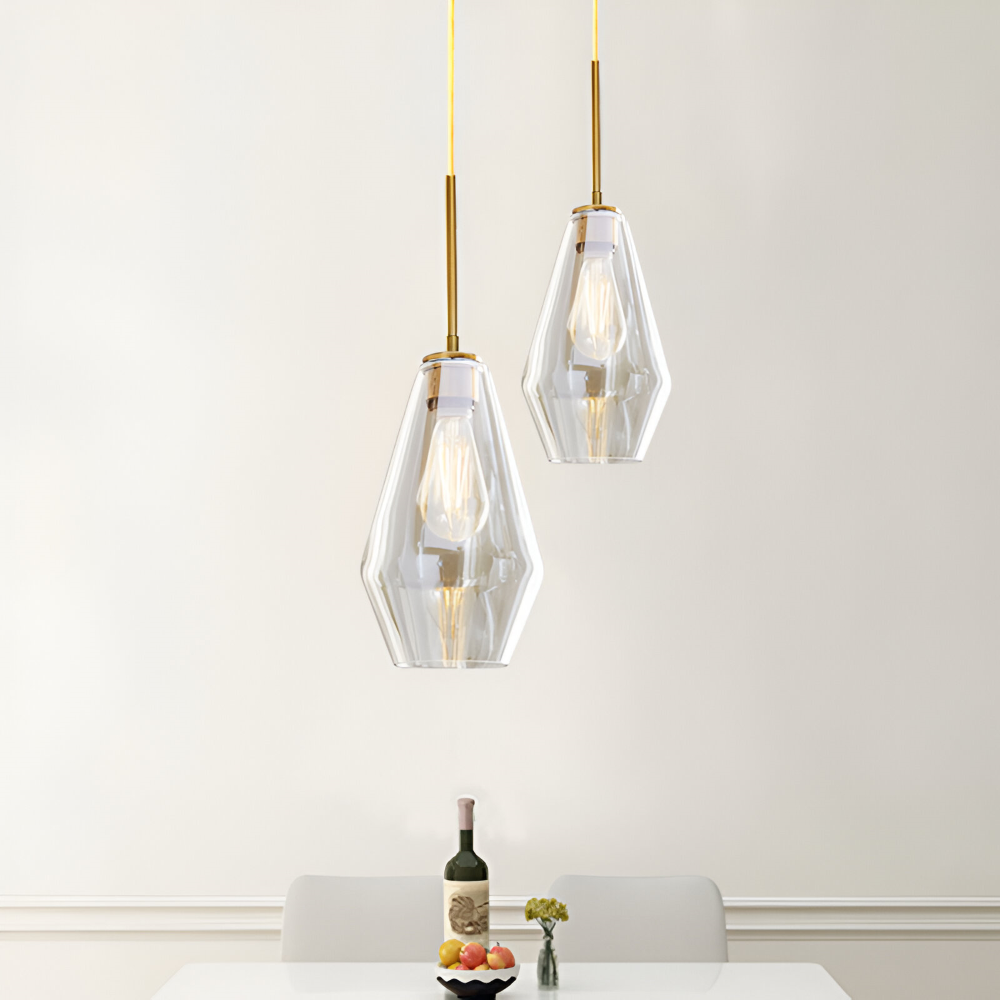 Modern Mässing Pendellampa med Glas Skärm - Taklampa för Stilfull Belysning i Bostadsutrymmen