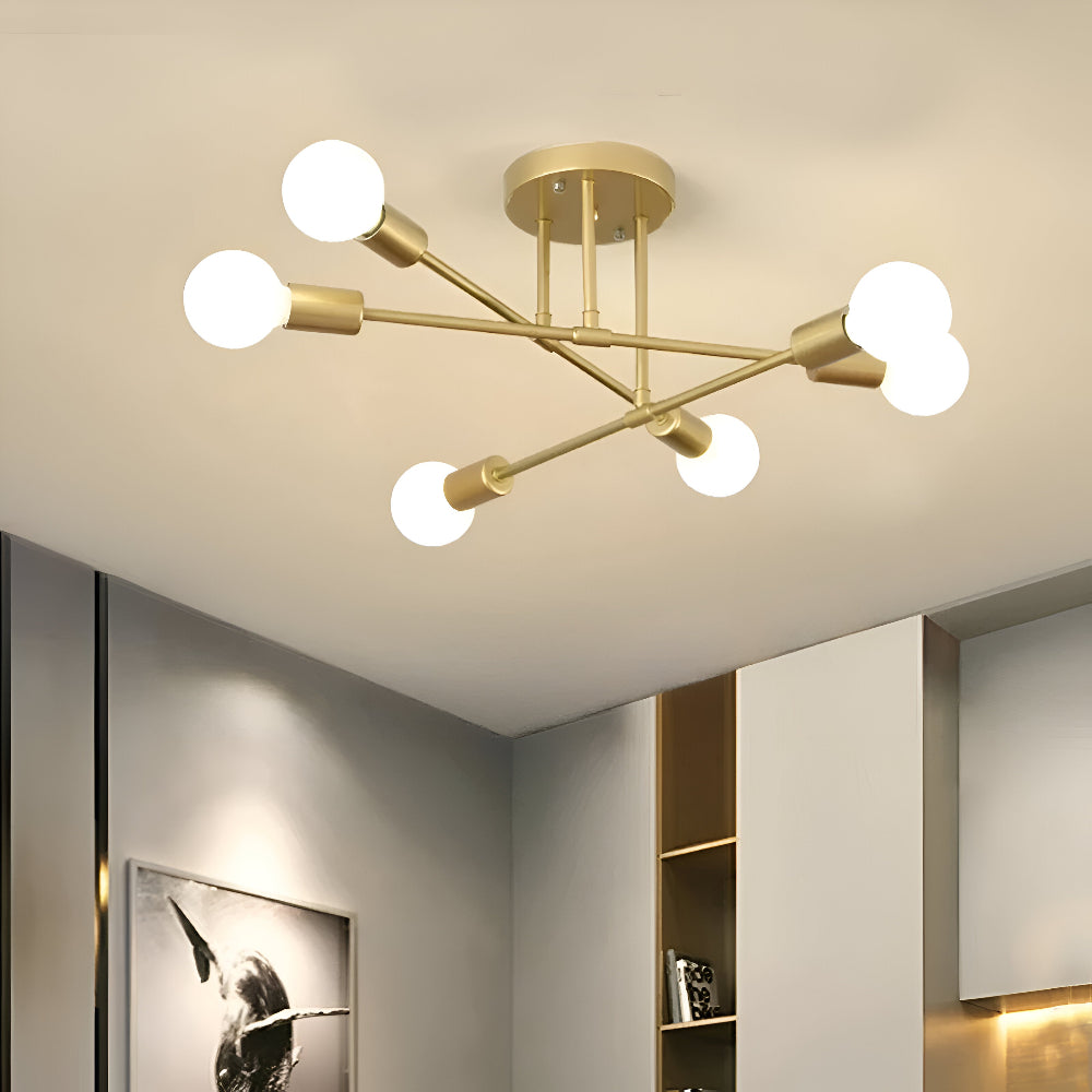 Modern Guld LED Taklampa - Elegant Krona för Heminredning i Sovrum och Vardagsrum