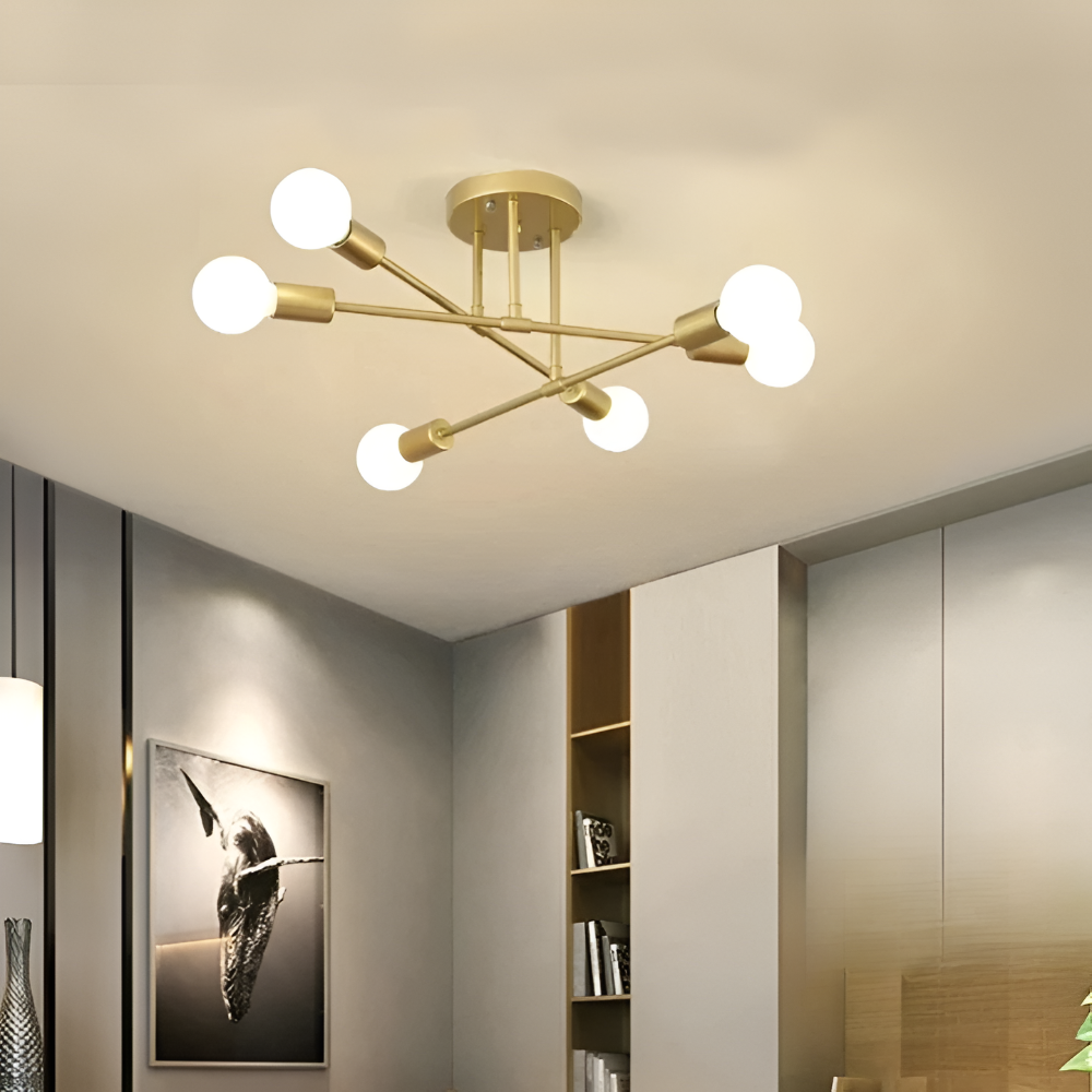 Modern Guld LED Taklampa - Elegant Krona för Heminredning i Sovrum och Vardagsrum