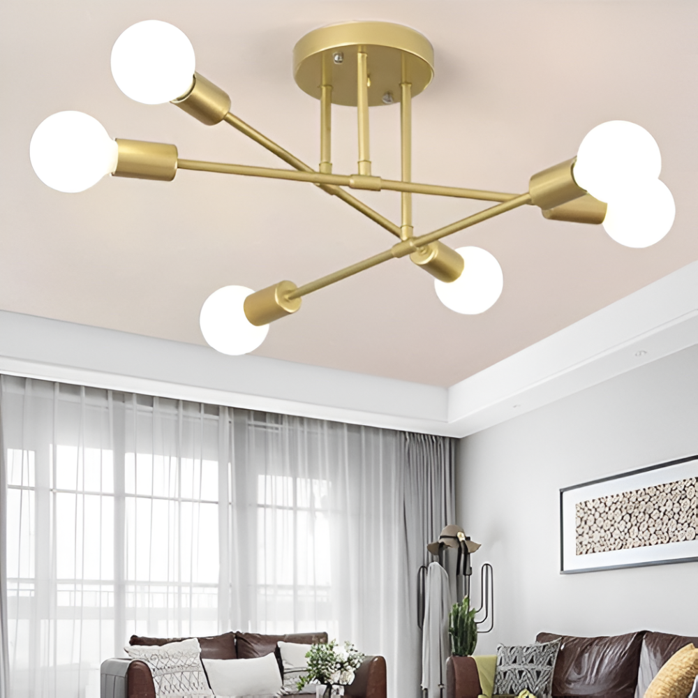 Modern Guld LED Taklampa - Elegant Krona för Heminredning i Sovrum och Vardagsrum