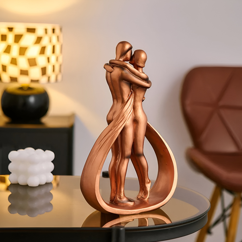 Modern Harz Pärchenfigur - Kramande och Kyssande Kärleks Dekorationsfigurer