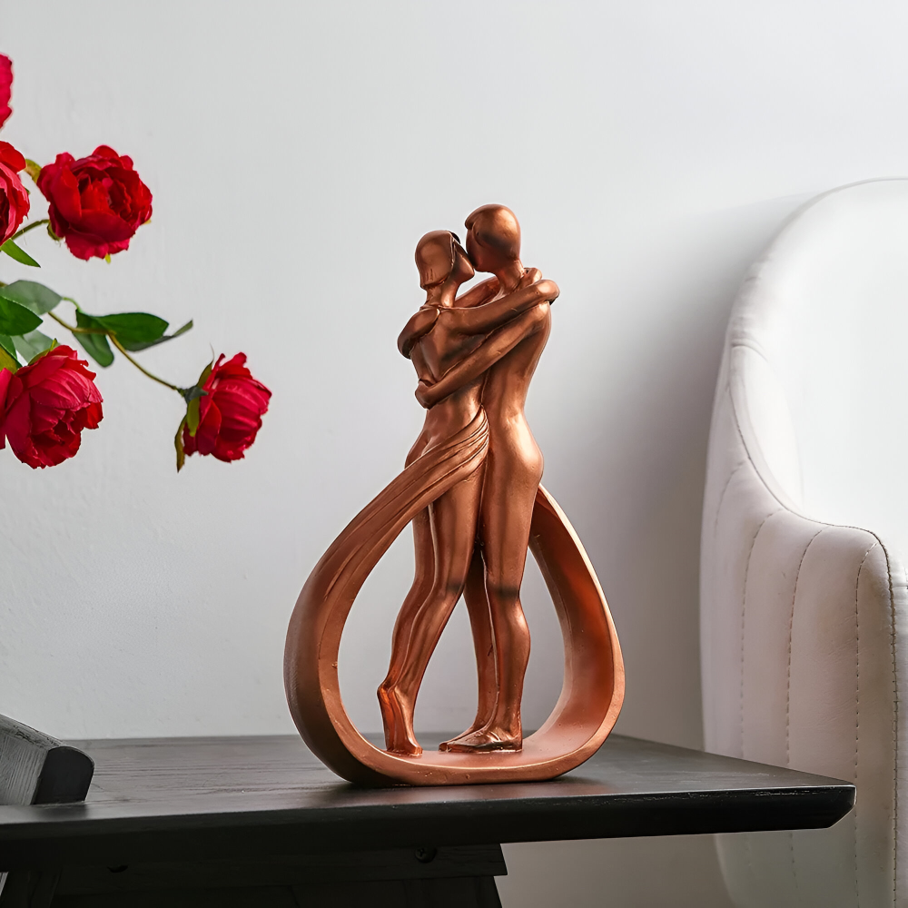 Modern Harz Pärchenfigur - Kramande och Kyssande Kärleks Dekorationsfigurer