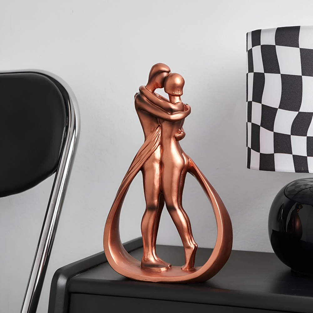 Modern Harz Pärchenfigur - Kramande och Kyssande Kärleks Dekorationsfigurer