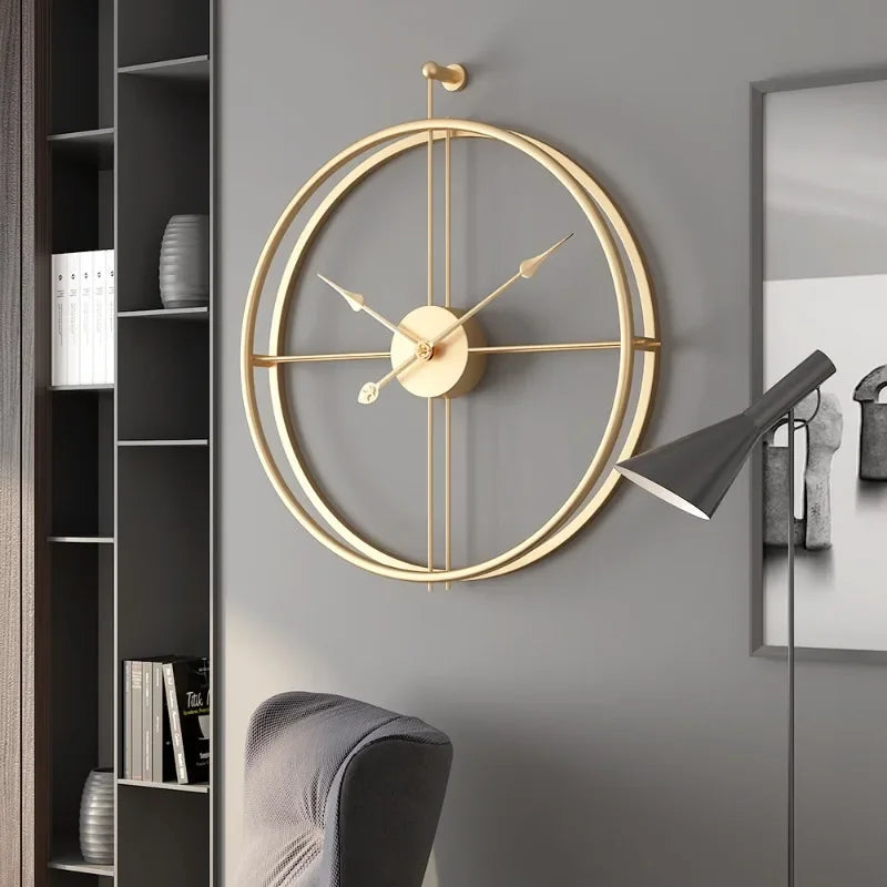 Modern Konstnärlig Väggklocka Stor Gjord Av Trä Och Metall - Fantastisk Design För Stilfulla Vardagsrum 0
