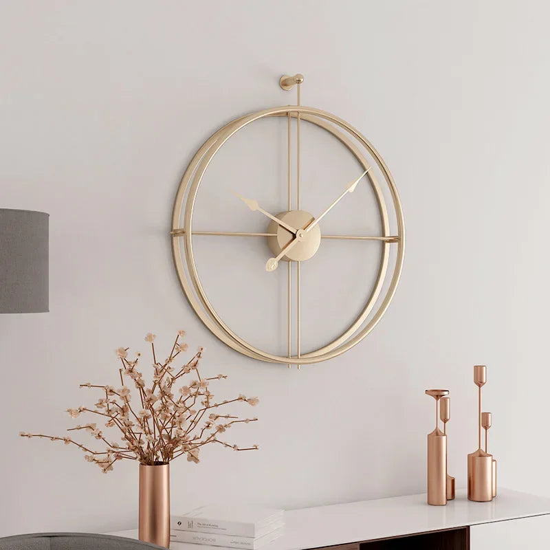 Modern Konstnärlig Väggklocka Stor Gjord Av Trä Och Metall - Fantastisk Design För Stilfulla Vardagsrum 2