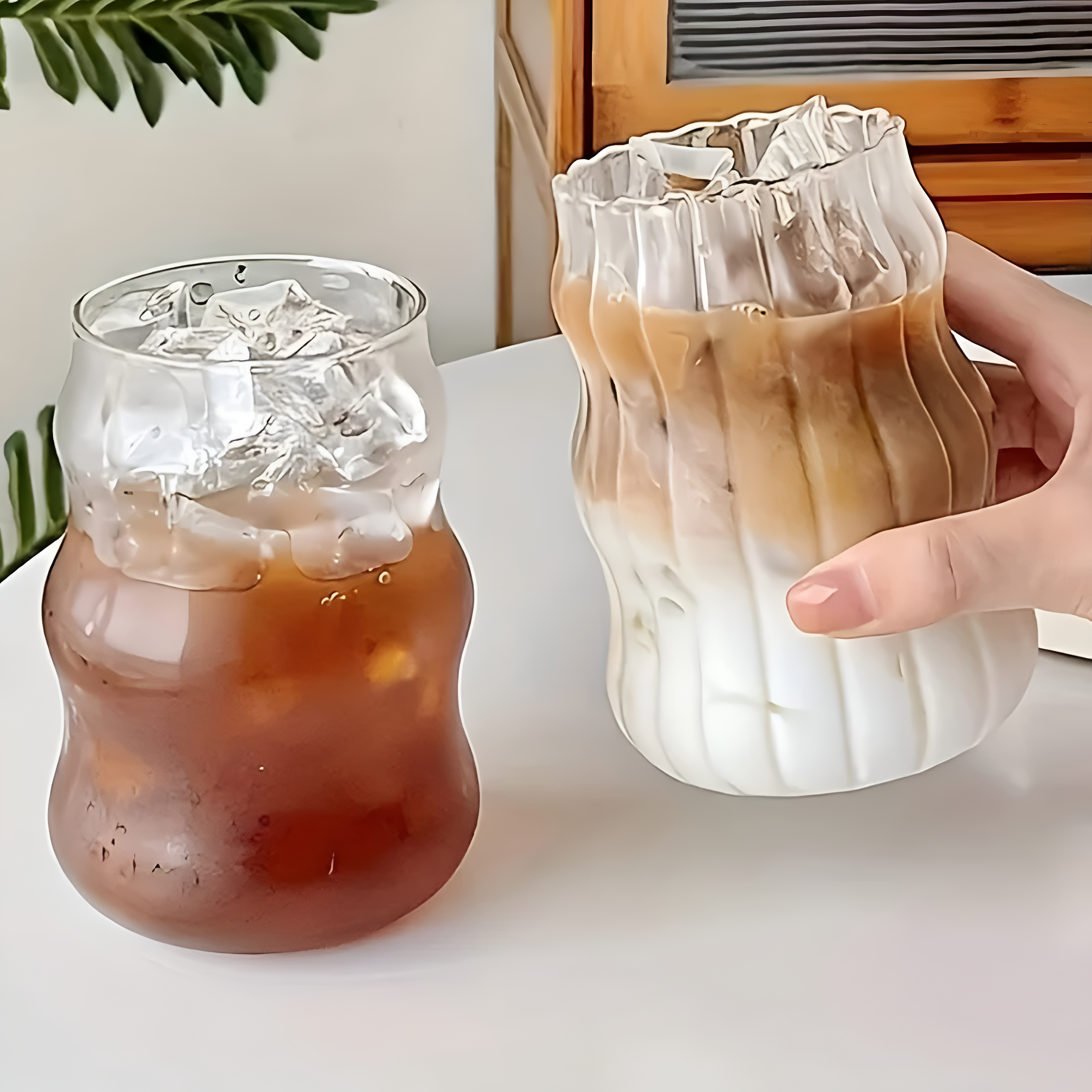 Moderna transparenta glasmuggar - set med 6 värmebeständiga muggar för te, juice och kaffe 1