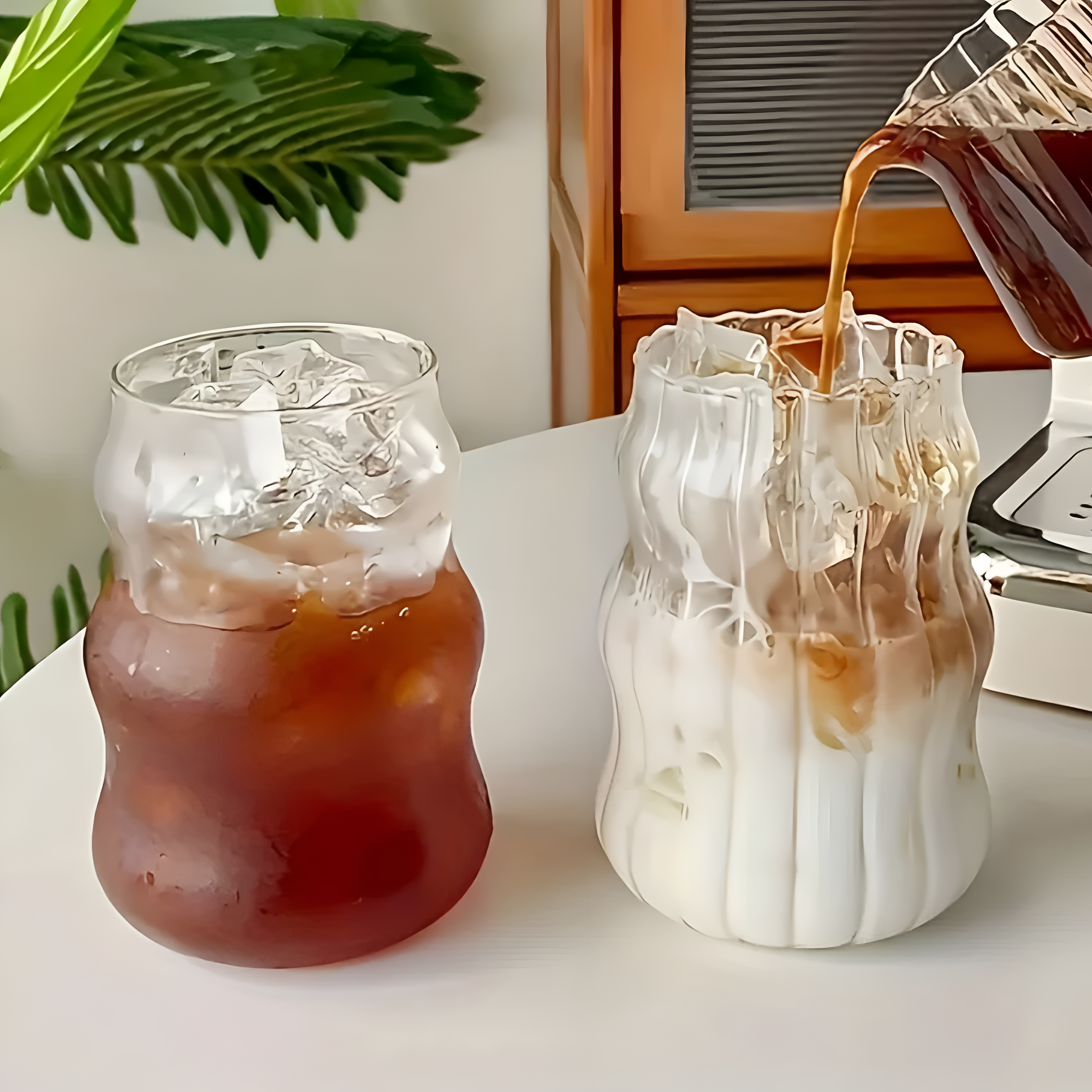 Moderna transparenta glasmuggar - set med 6 värmebeständiga muggar för te, juice och kaffe 3