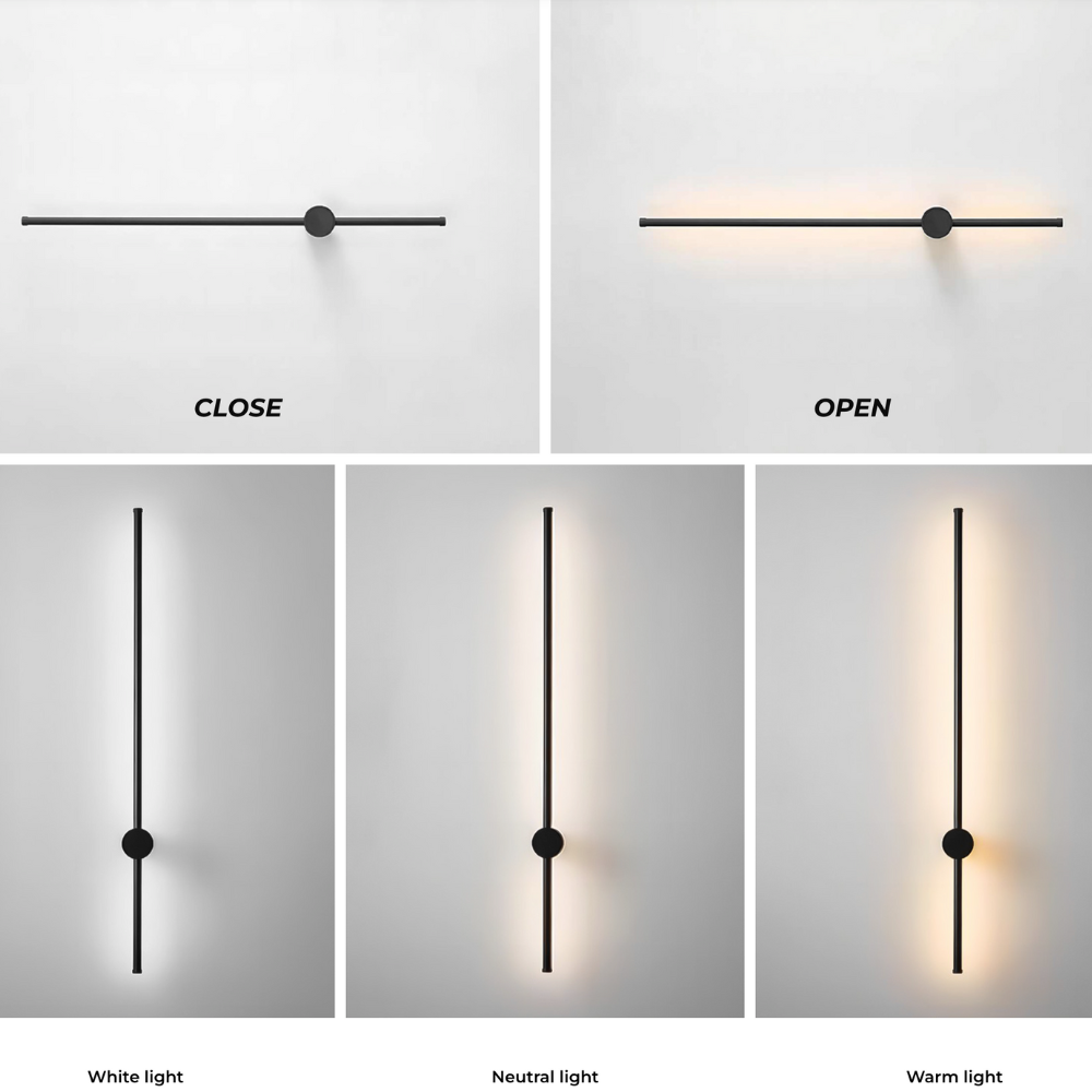 ModiStrip Vägglampa - Minimalistisk Svart Linje Vägglampa Inomhus - LED Belysning
