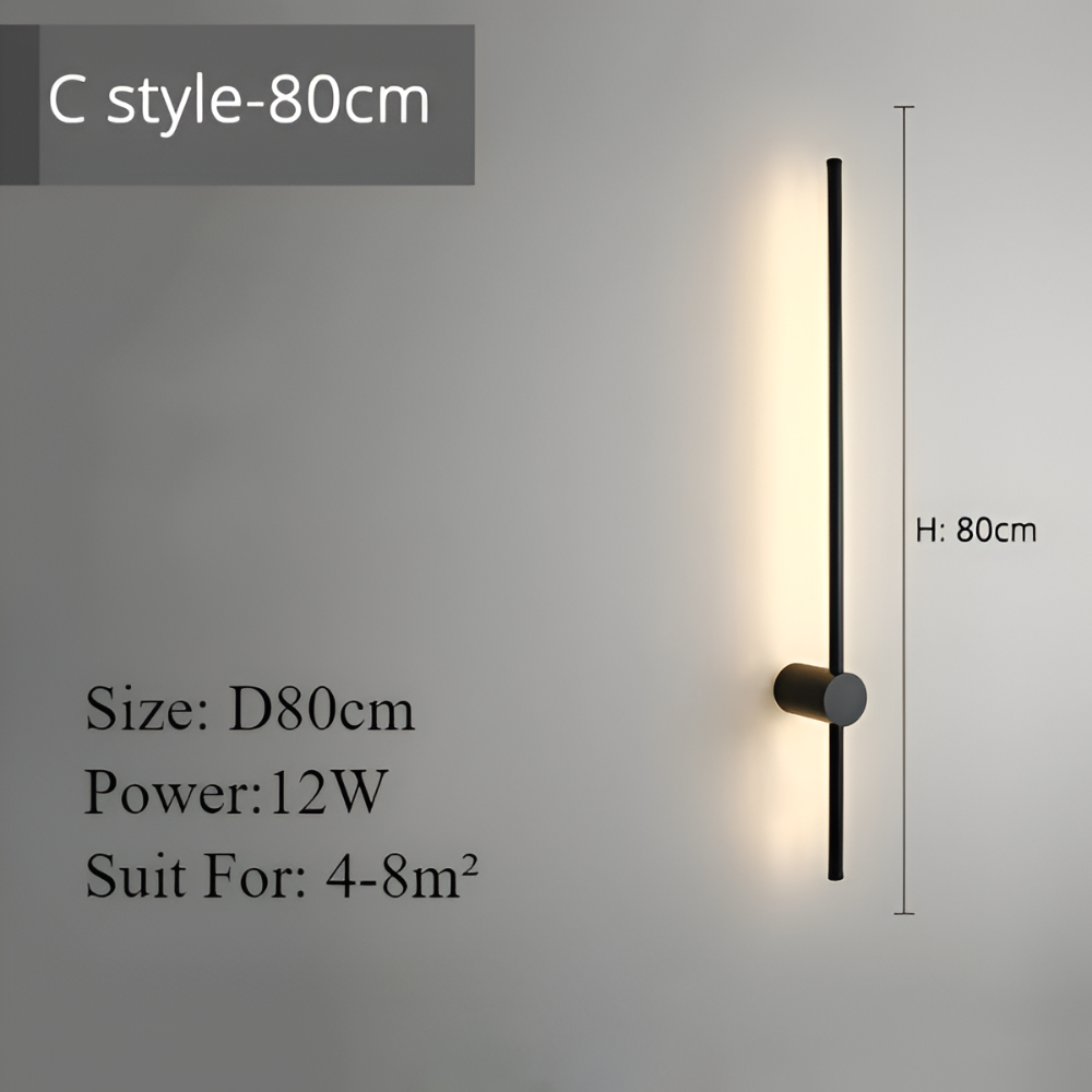 ModiStrip Vägglampa - Minimalistisk Svart Linje Vägglampa Inomhus - LED Belysning