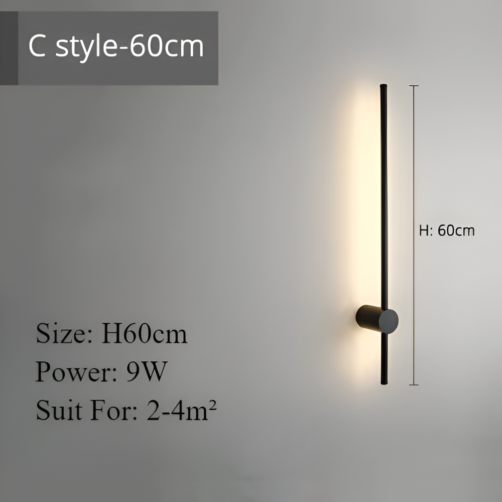 ModiStrip Vägglampa - Minimalistisk Svart Linje Vägglampa Inomhus - LED Belysning