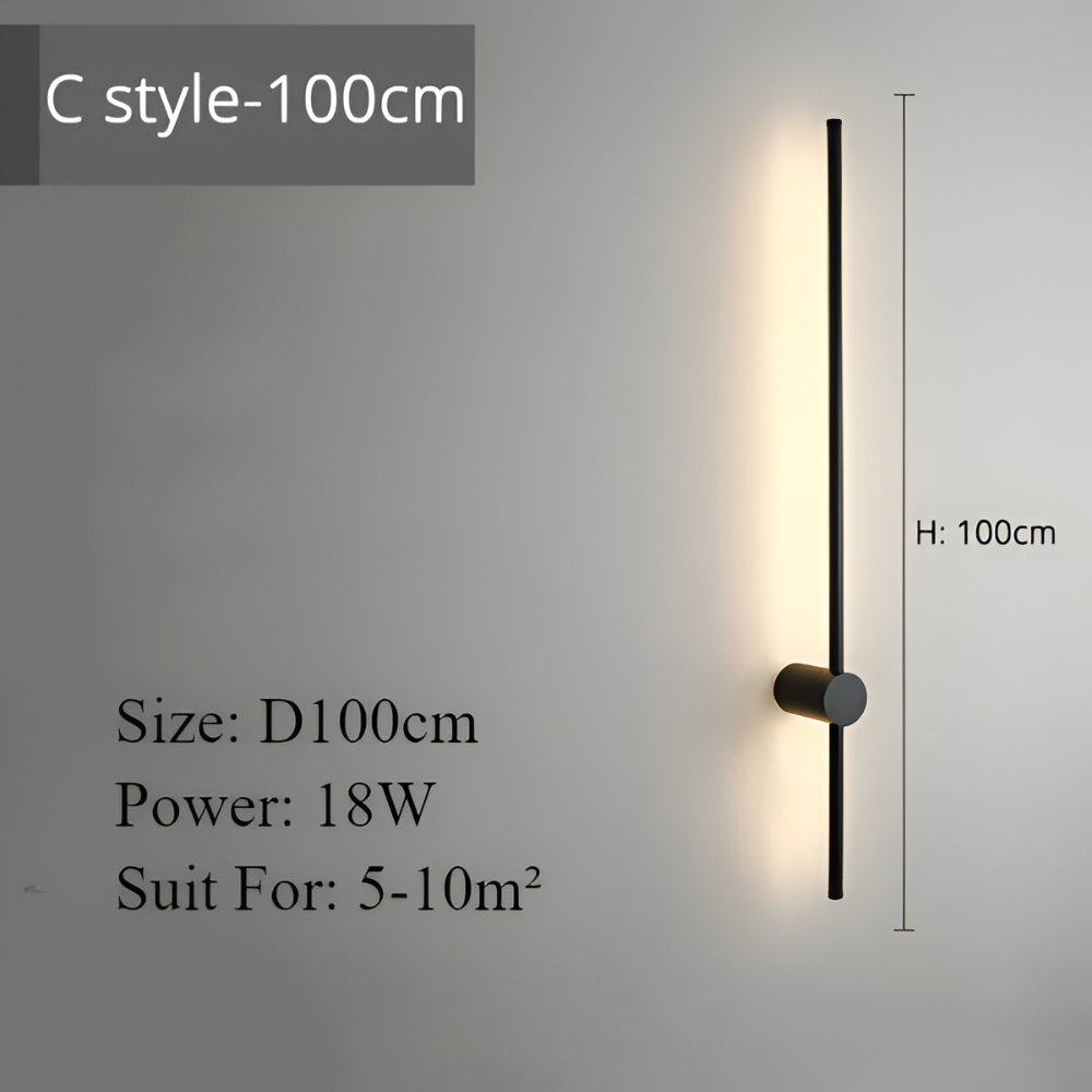 ModiStrip Vägglampa - Minimalistisk Svart Linje Vägglampa Inomhus - LED Belysning