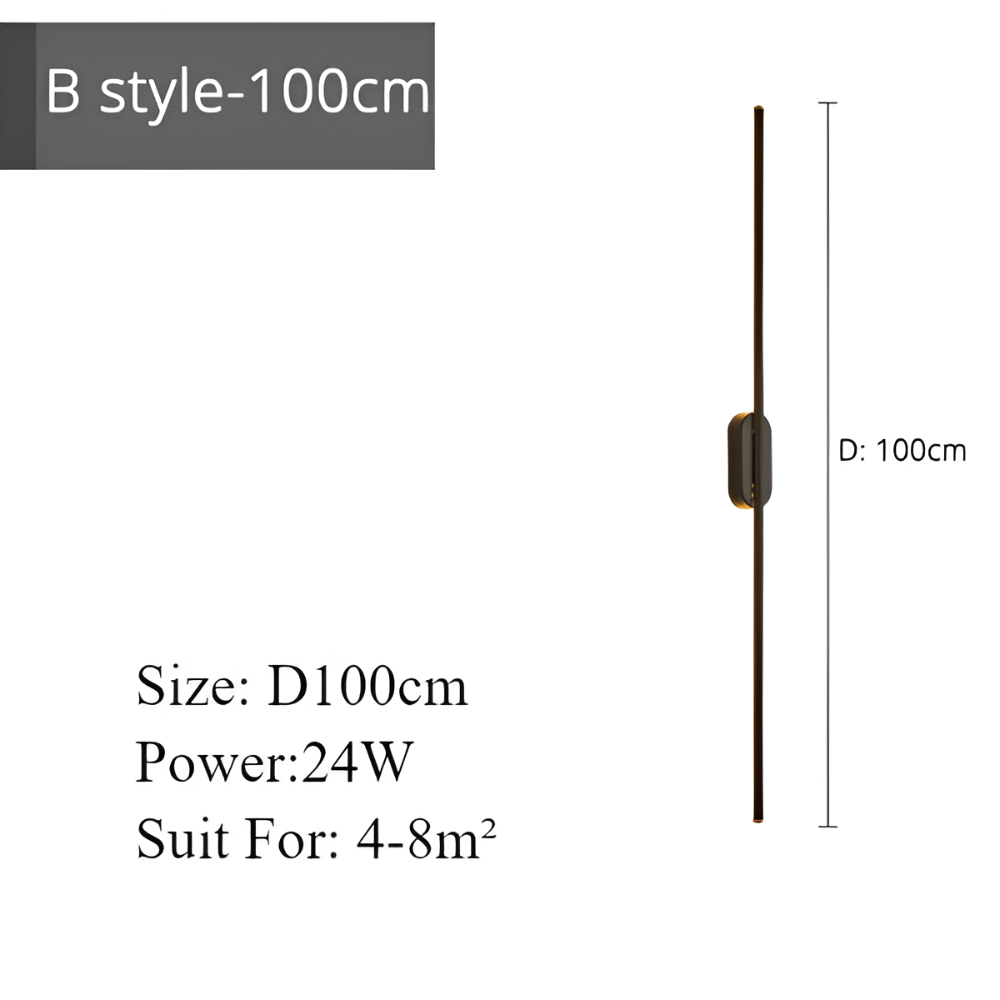 ModiStrip Vägglampa - Minimalistisk Svart Linje Vägglampa Inomhus - LED Belysning