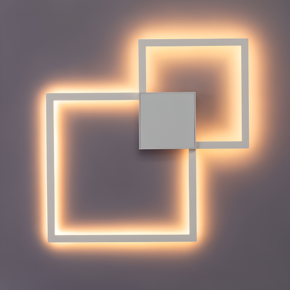 MonoQuad Vägglampa - Metallic Svart Vit Fyrkantig LED Väggbelysning