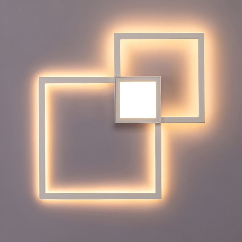 MonoQuad Vägglampa - Metallic Svart Vit Fyrkantig LED Väggbelysning