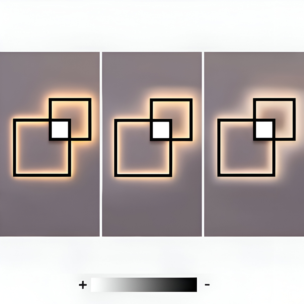 MonoQuad Vägglampa - Metallic Svart Vit Fyrkantig LED Väggbelysning