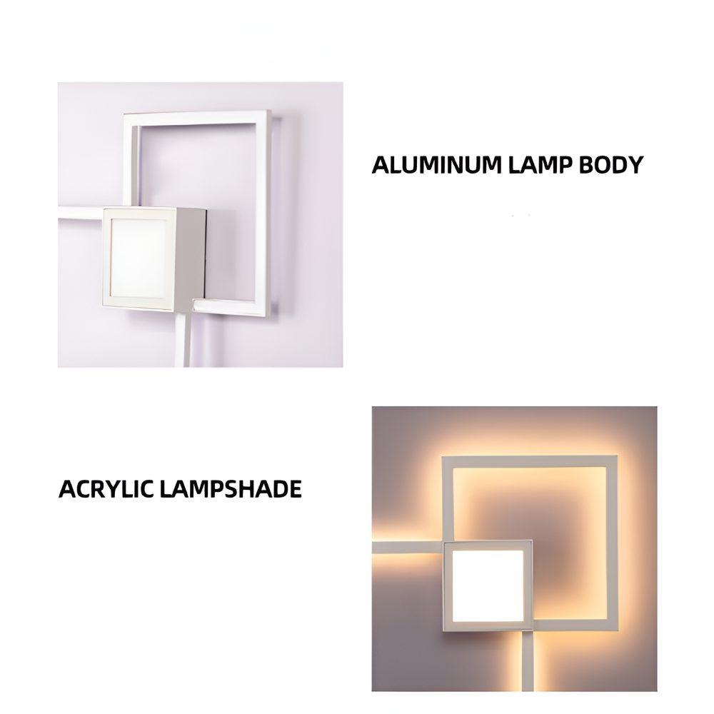 MonoQuad Vägglampa - Metallic Svart Vit Fyrkantig LED Väggbelysning