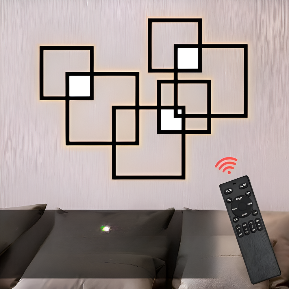 MonoQuad Vägglampa - Metallic Svart Vit Fyrkantig LED Väggbelysning