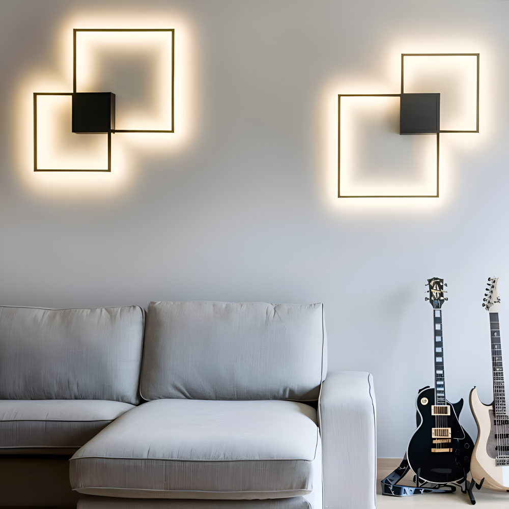 MonoQuad Vägglampa - Metallic Svart Vit Fyrkantig LED Väggbelysning