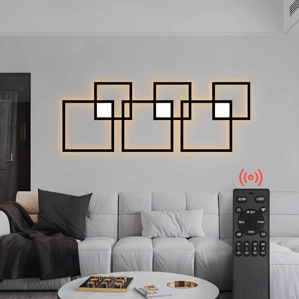 MonoQuad Vägglampa - Metallic Svart Vit Fyrkantig LED Väggbelysning