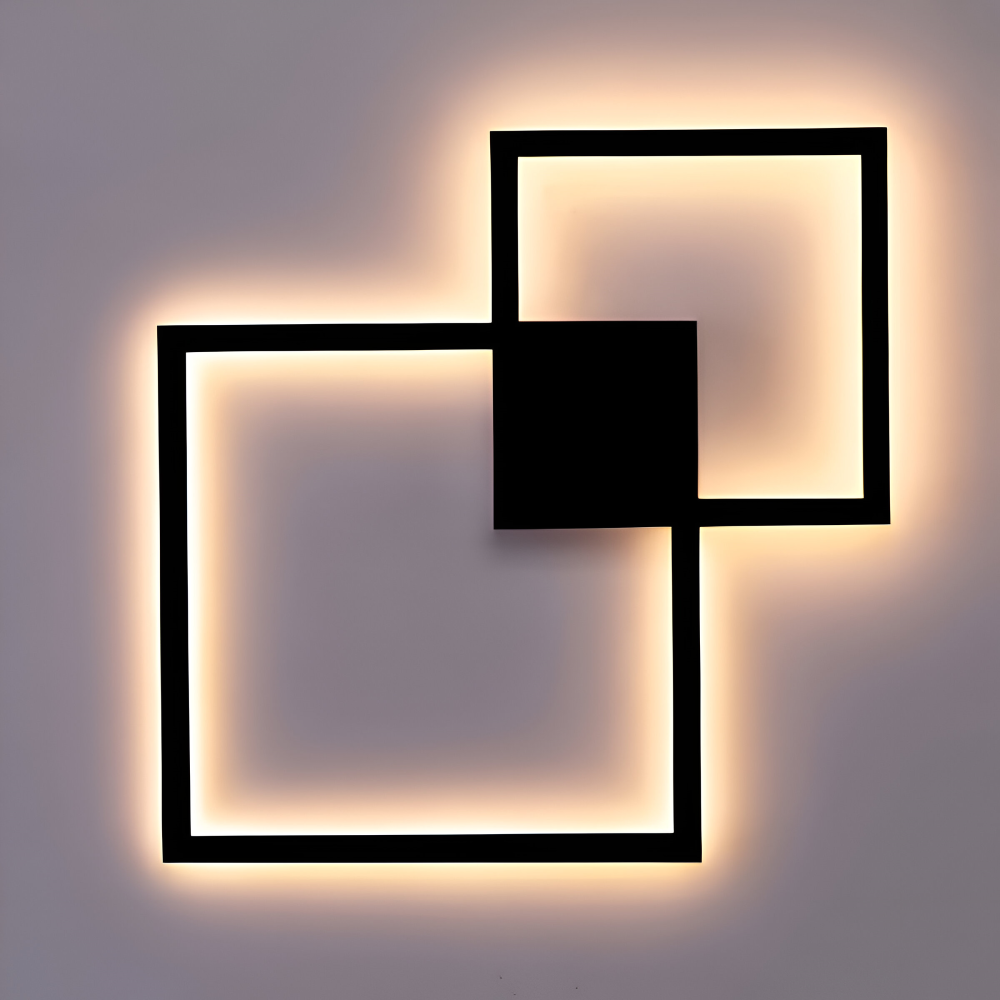 MonoQuad Vägglampa - Metallic Svart Vit Fyrkantig LED Väggbelysning
