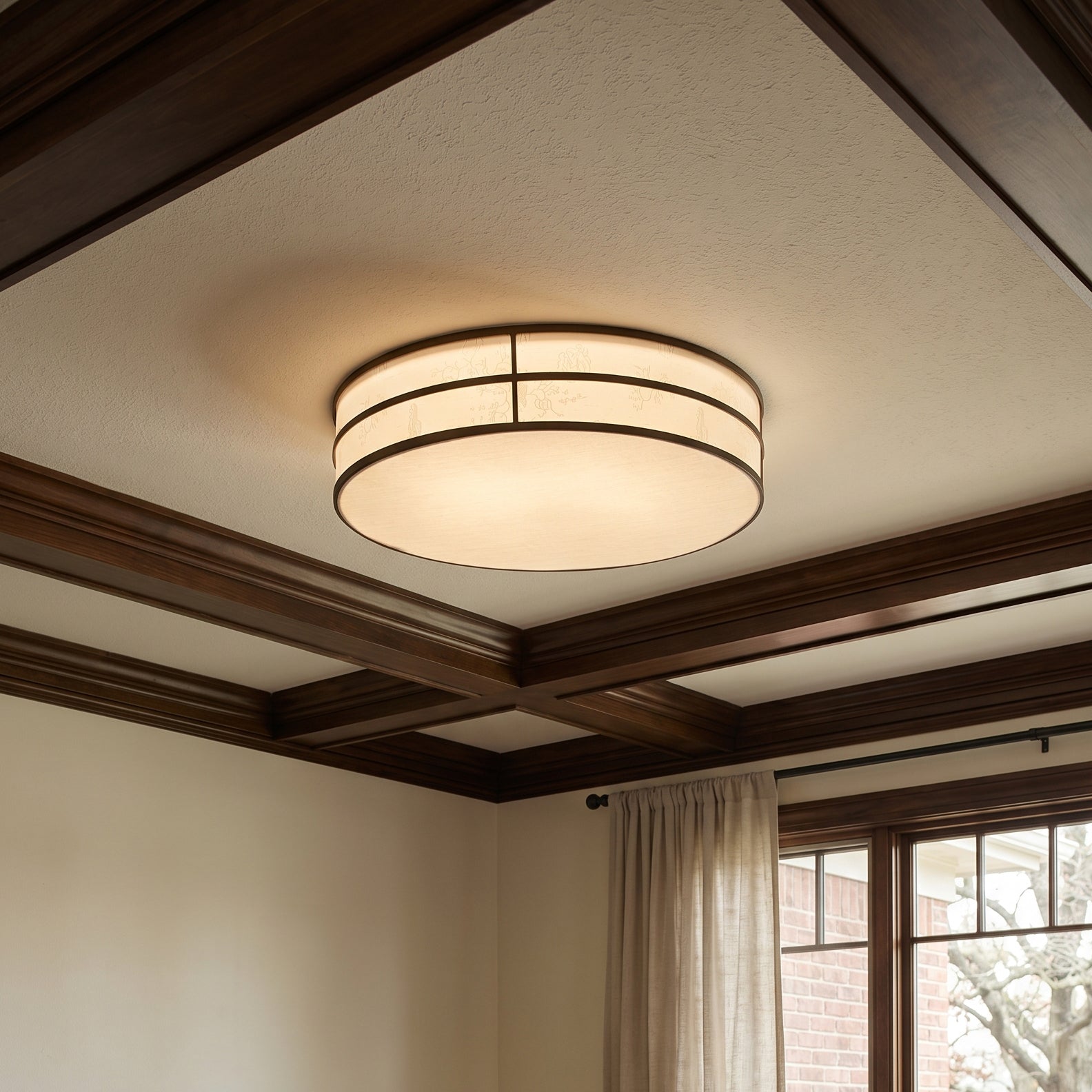 Detalj av takfäste på taklampa med integrerad LED