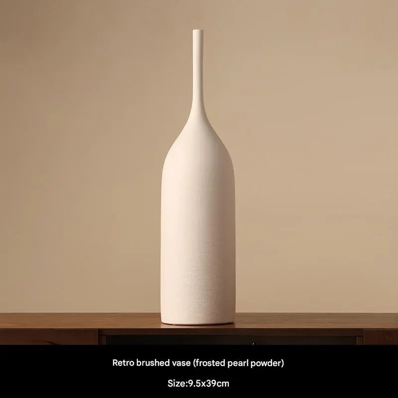 Morandi Stil Handborstad Keramikvas - Elegant Vit Porslinsblommavas För Snygg Dekoration 8