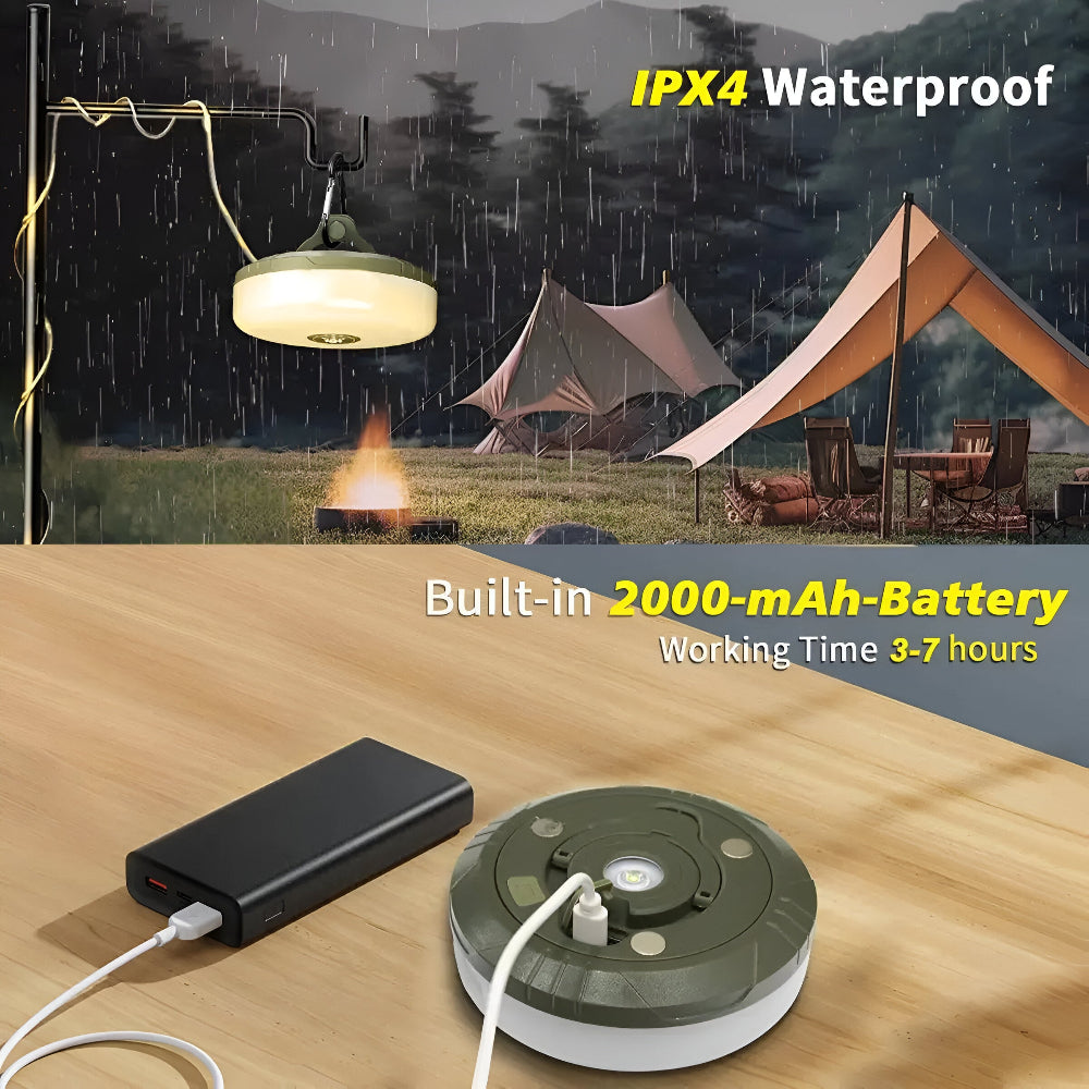 Multifunktionell Campinglampa: 4-i-1 LED-lampa, ljusslinga och powerbank för utomhusäventyr