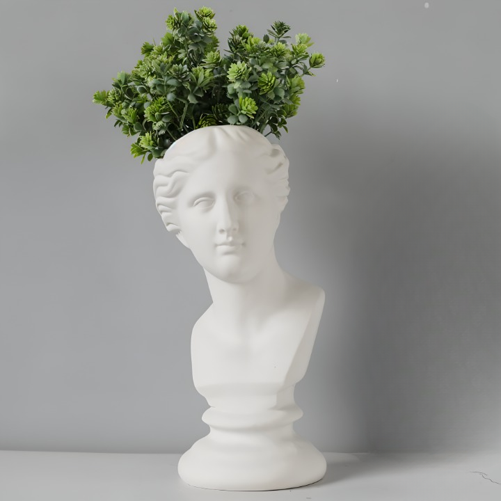 Mythisk Blomkruka - Grekiskt Huvud Kruka - Ansikte Blomkruka - Grekisk Huvud Staty